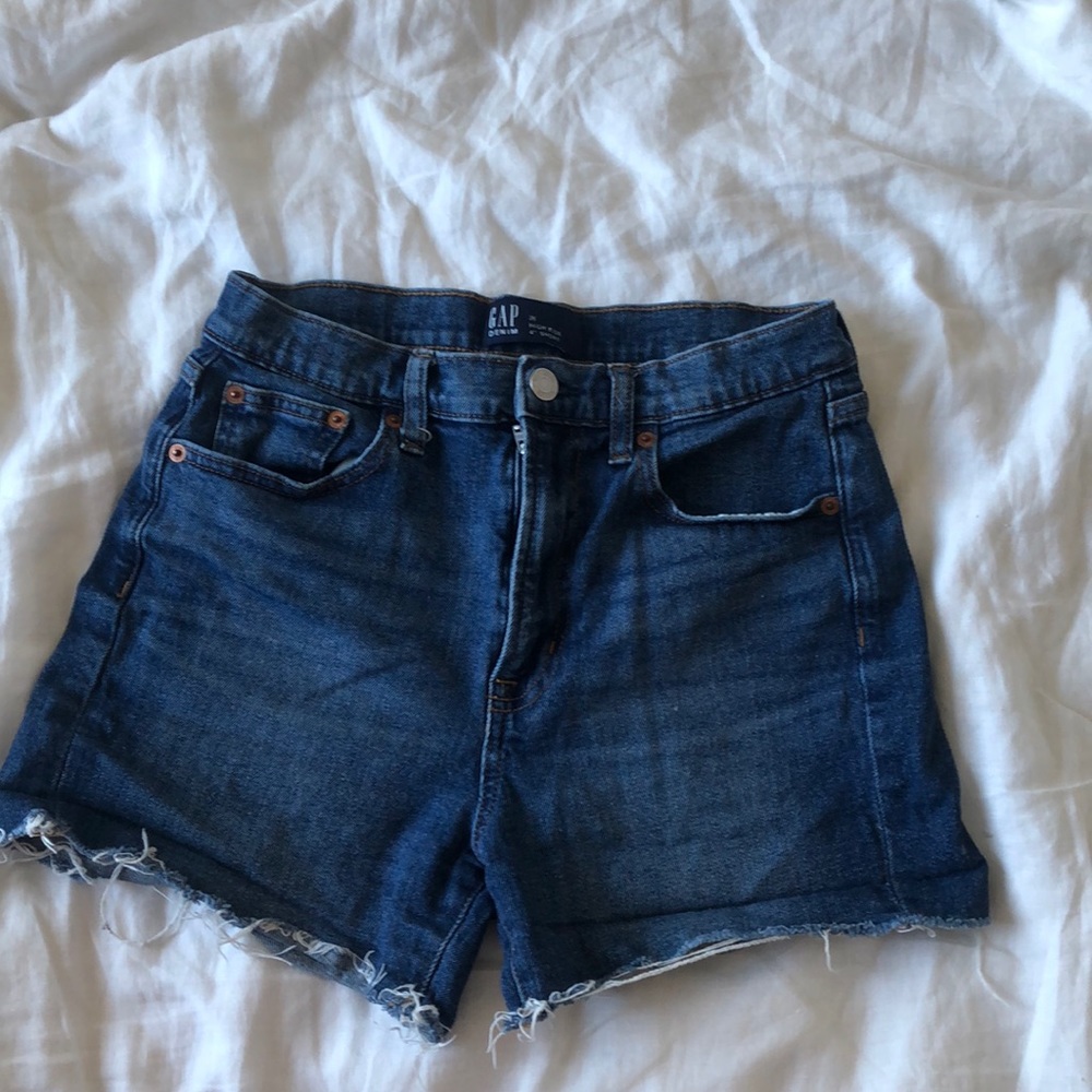 Gap stretch high rise denim jean cut off shorts